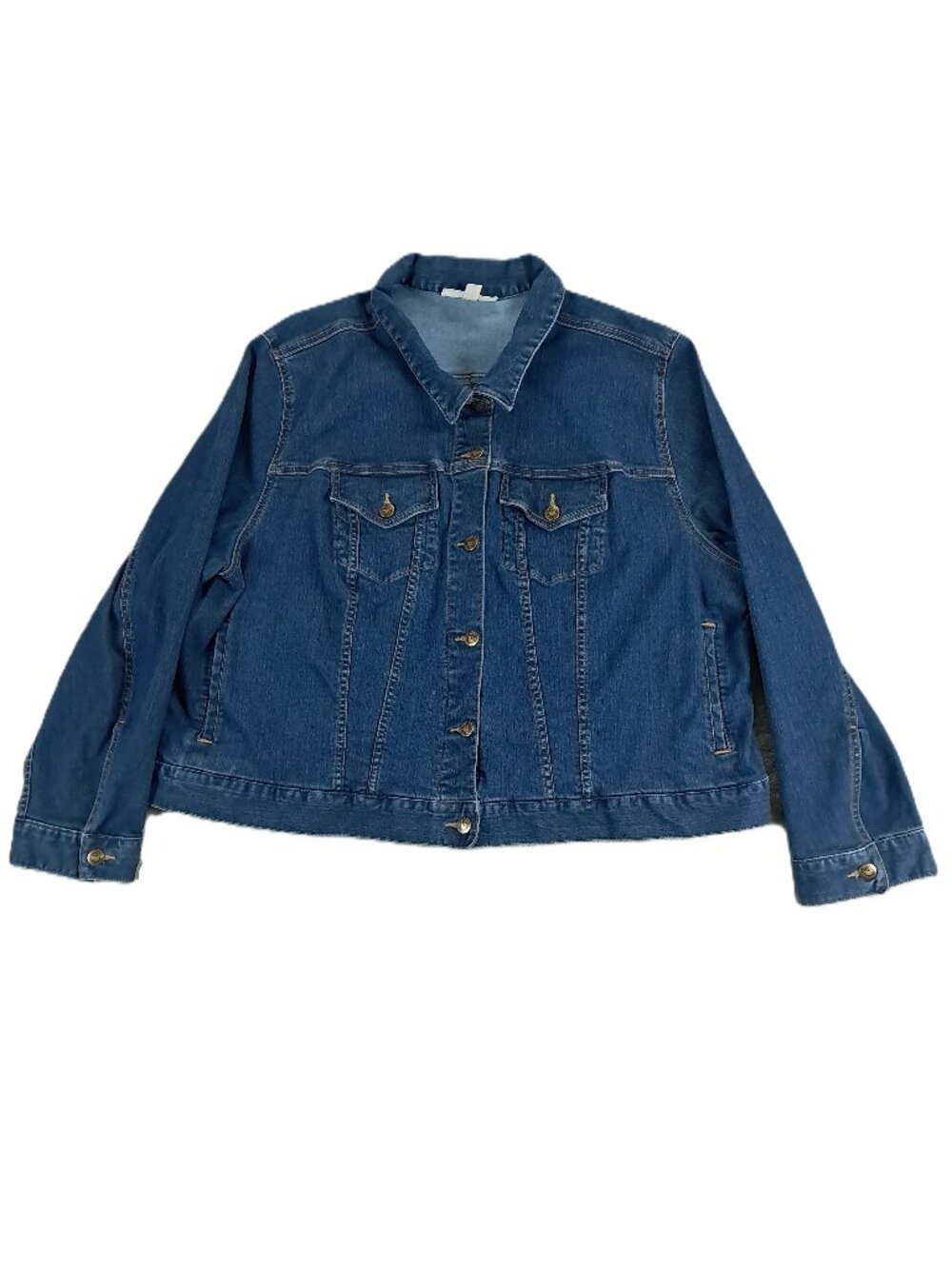 Woman Within Denim Jacket Women Plus 26W Stretch Blue Jean Trucker Western